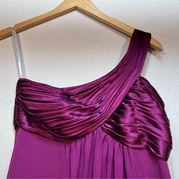 Davids Bridal Womens One-Shoulder Evening Bridesmaid Gown XS Plum Wedding Formal - Picture 2 of 9